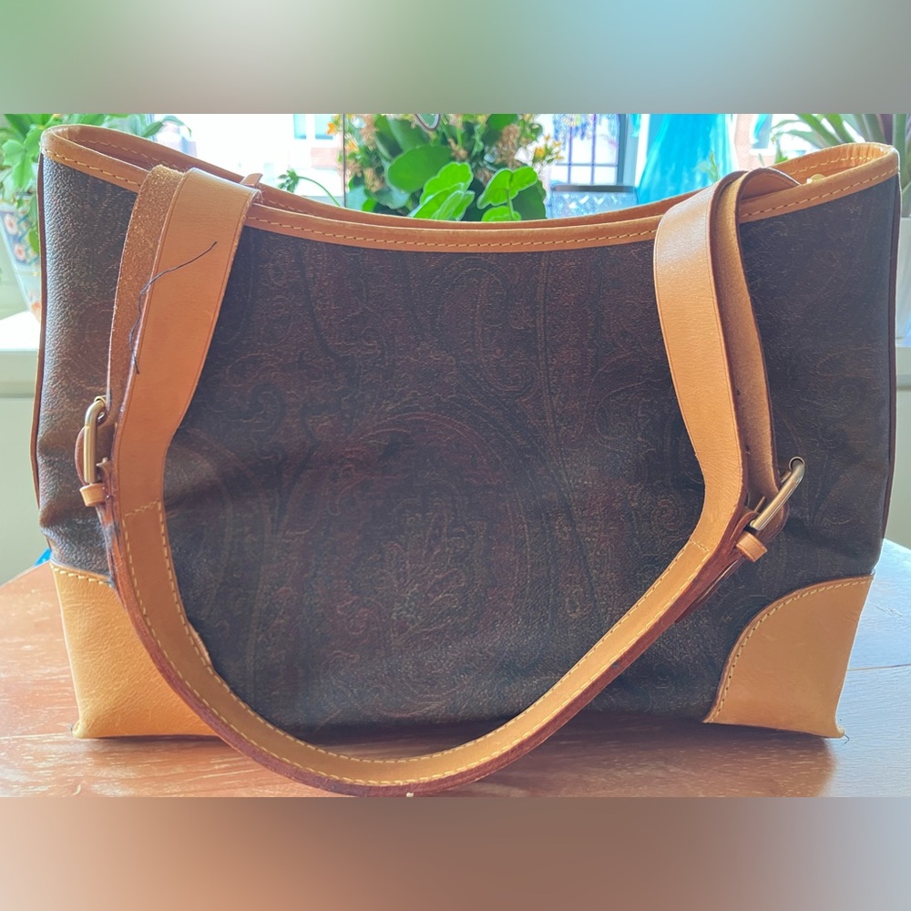 Etro Tan and Brown Shoulder Bag